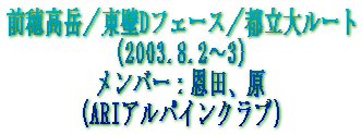 O䍂x^DtF[X^s僋[g
i2003.8.2`3j
o[FcA
iARIApCNuj
